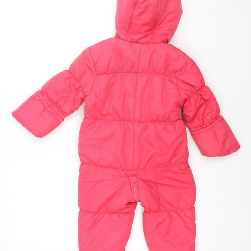 John Rocha Girls Pink Quilted Snowsuit Size 12-18 Months Zip