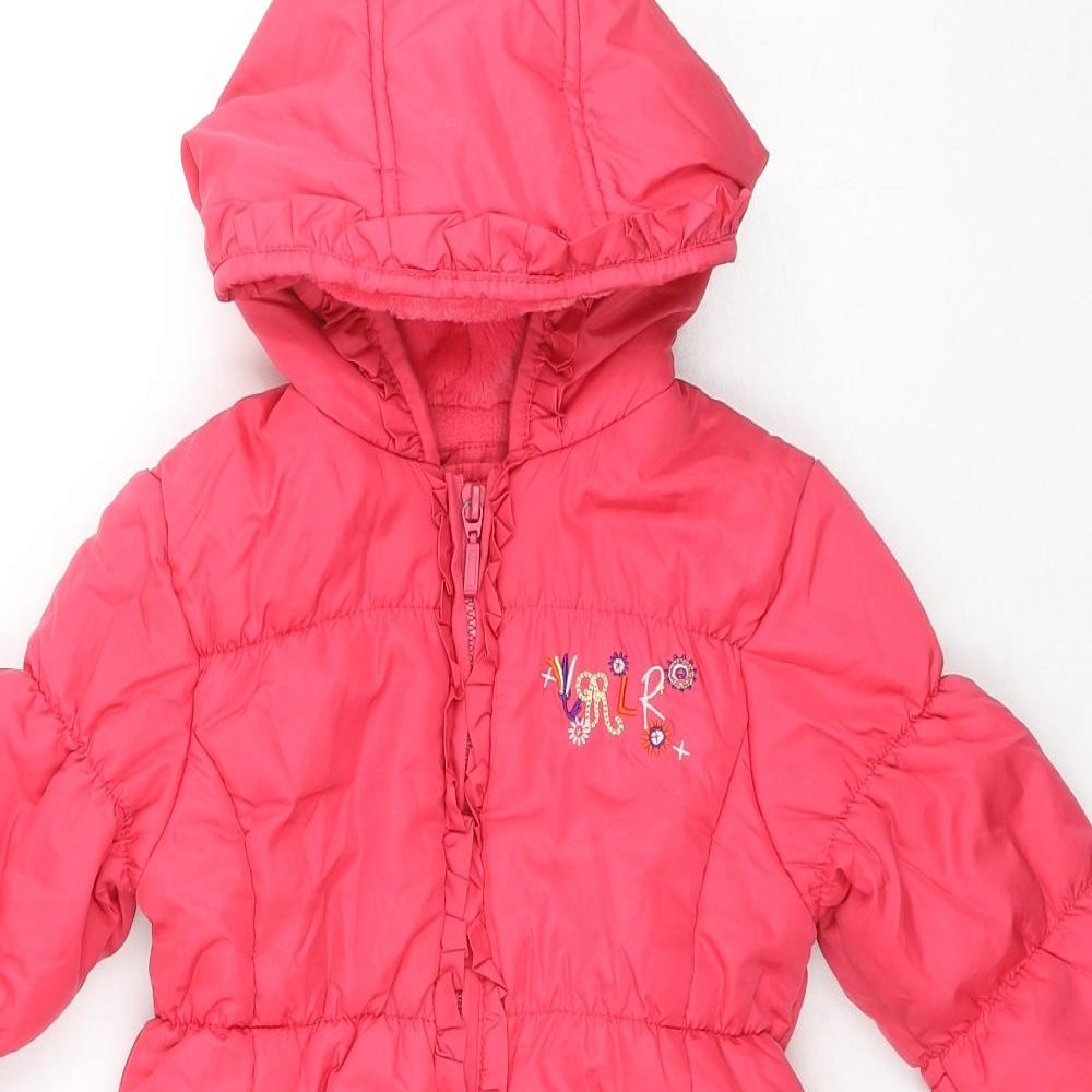 John Rocha Girls Pink Quilted Snowsuit Size 12-18 Months Zip