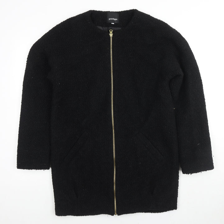 Golddigga Womens Black Overcoat Coat Size 8 Zip