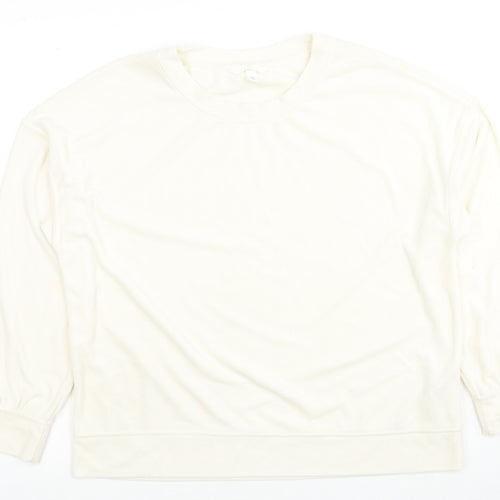 H&M Womens White Polyester Pullover Sweatshirt Size S Pullover