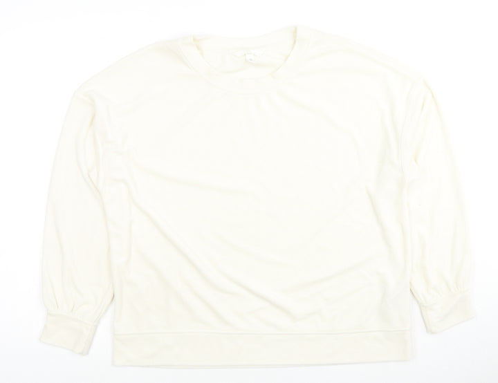 H&M Womens White Polyester Pullover Sweatshirt Size S Pullover