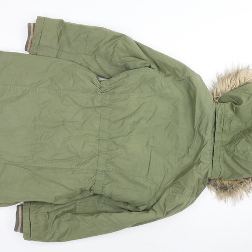 John Lewis Girls Green Parka Jacket Size 12 Years Zip