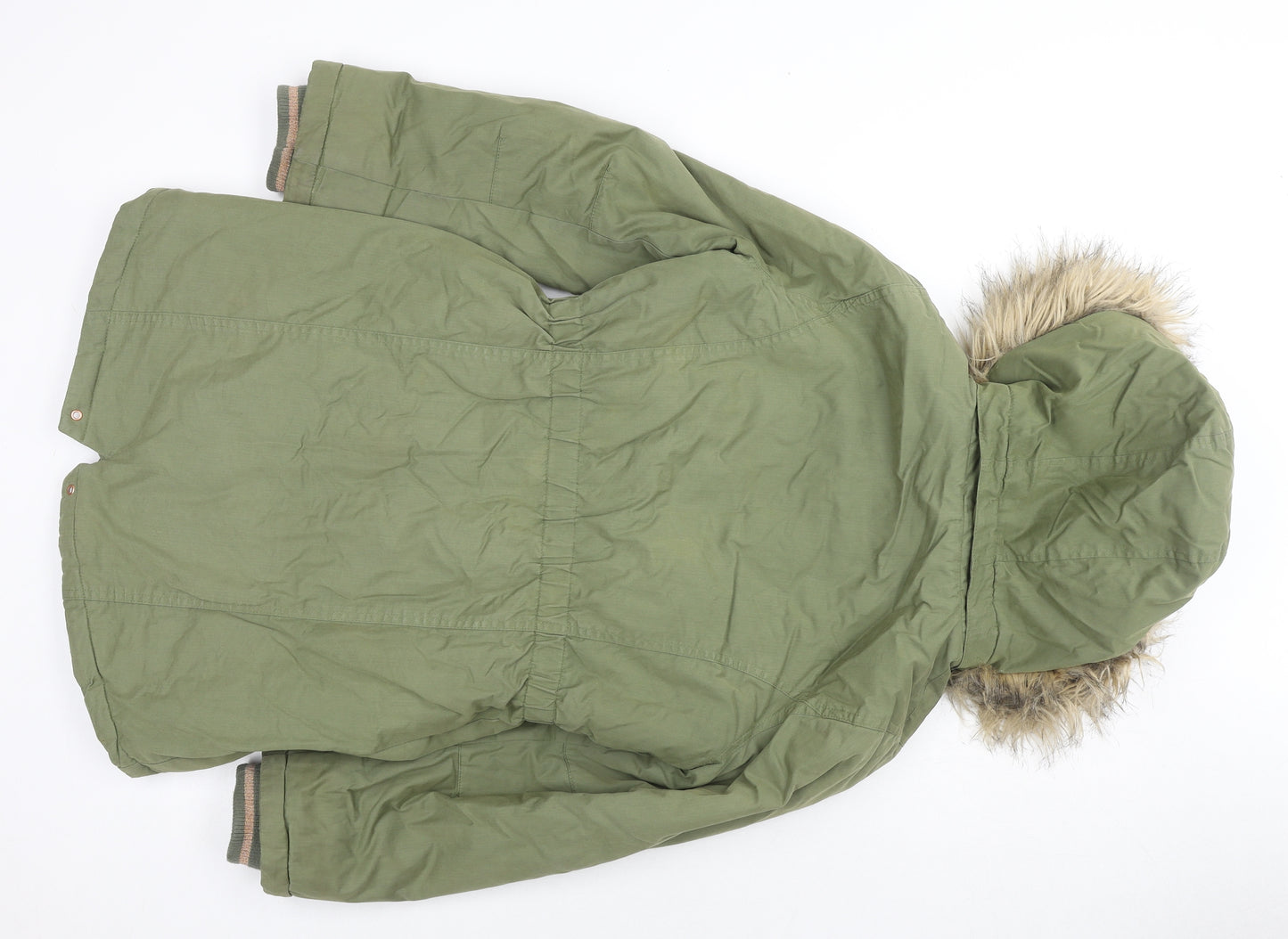 John Lewis Girls Green Parka Jacket Size 12 Years Zip