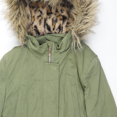 John Lewis Girls Green Parka Jacket Size 12 Years Zip