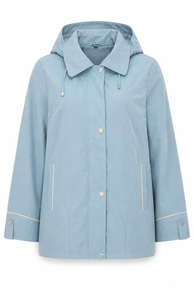 Front view of Balmoral women’s blue jacket, size UK 14, zip