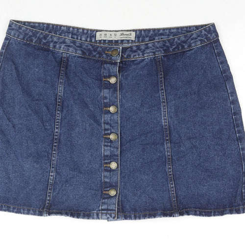 Denim & Co. Womens Blue Cotton A-Line Skirt Size 20 Button