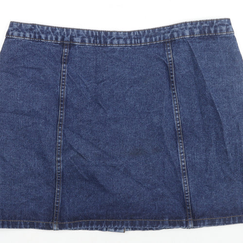 Denim & Co. Womens Blue Cotton A-Line Skirt Size 20 Button