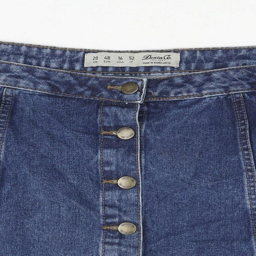 Denim & Co. Womens Blue Cotton A-Line Skirt Size 20 Button