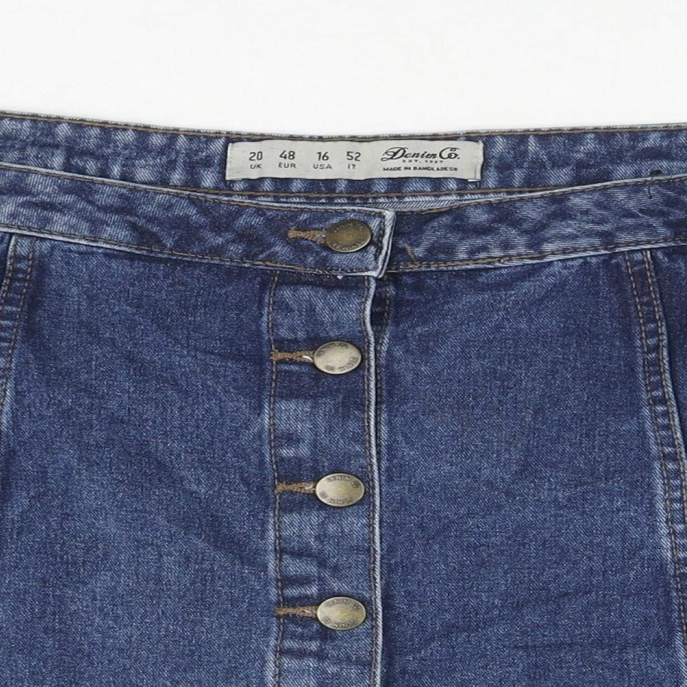 Denim & Co. Womens Blue Cotton A-Line Skirt Size 20 Button
