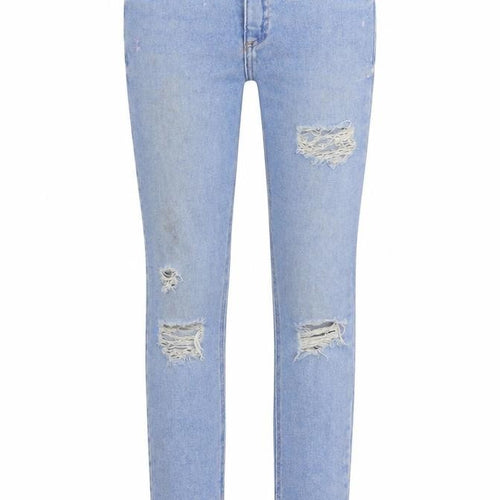 New Look Girls Blue Cotton Skinny Jeans Size 14 Years L27 in Regular Zip - Distressed