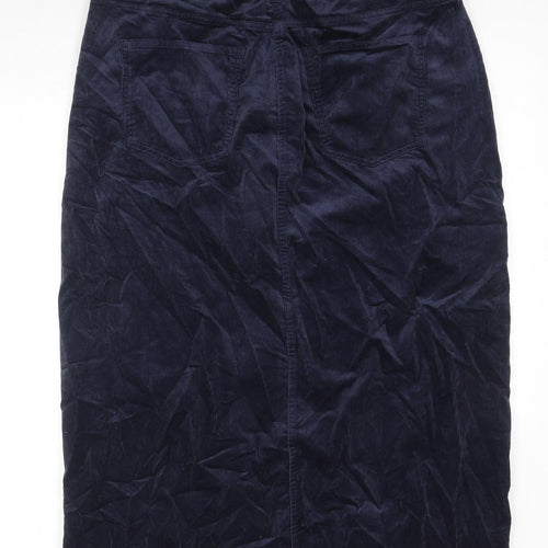Marks and Spencer Womens Blue Cotton Straight & Pencil Skirt Size 20 Zip