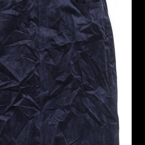 Marks and Spencer Womens Blue Cotton Straight & Pencil Skirt Size 20 Zip