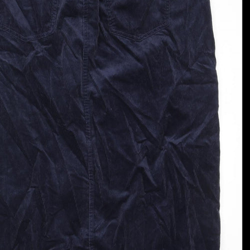 Marks and Spencer Womens Blue Cotton Straight & Pencil Skirt Size 20 Zip