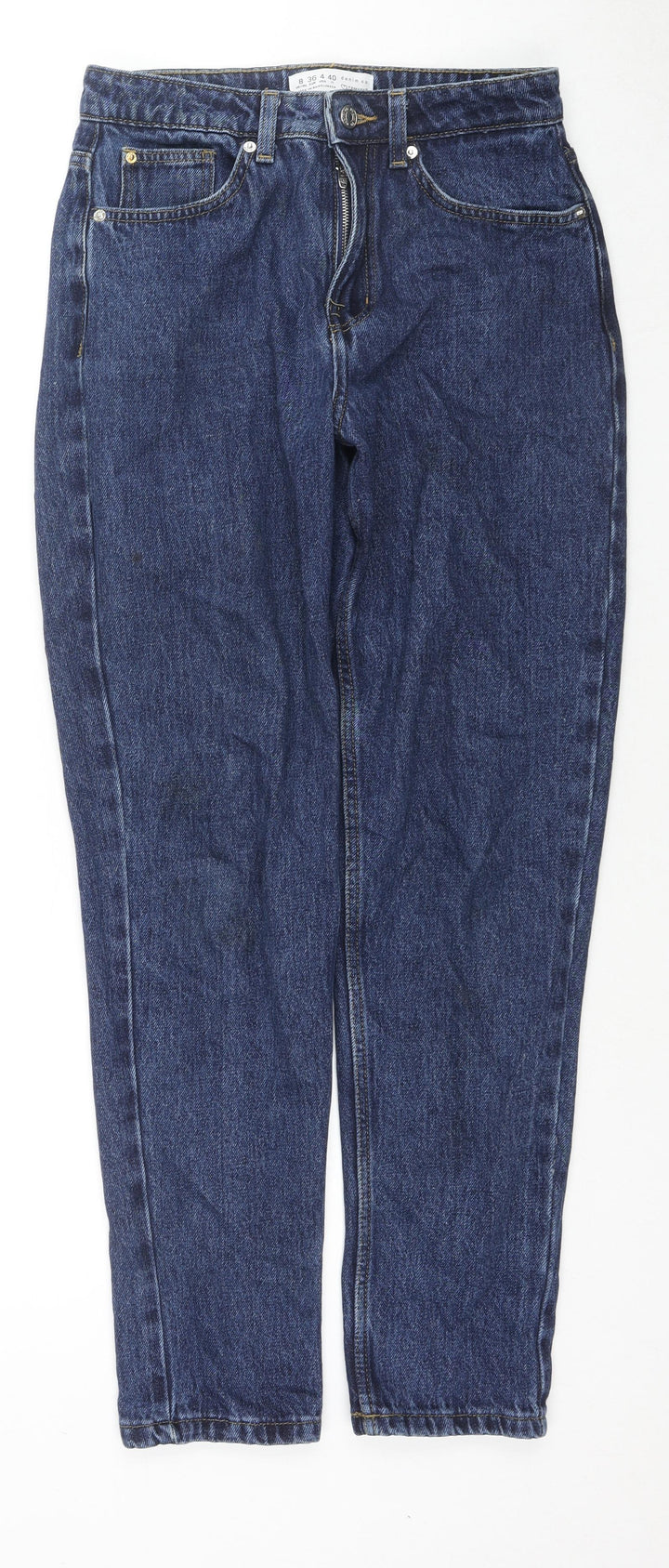 Denim & Co. Womens Blue Cotton Straight Jeans Size 8 L29 in Regular Zip