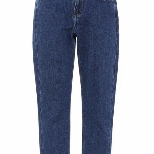 Denim & Co. Womens Blue Cotton Straight Jeans Size 8 L29 in Regular Zip