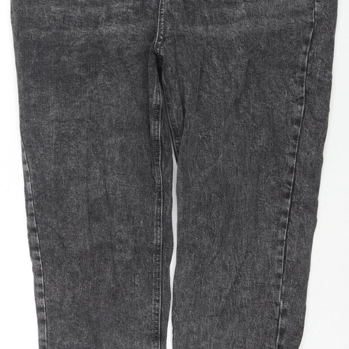 TU Womens Grey Cotton Mom Jeans Size 14 L27 in Regular Zip