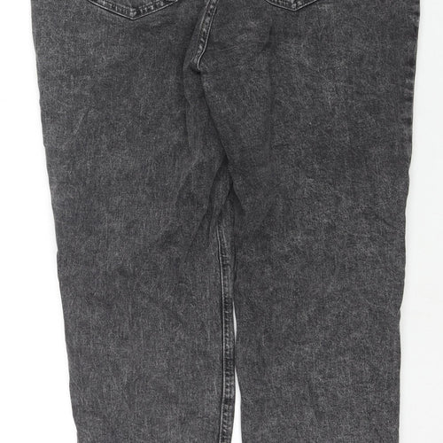 TU Womens Grey Cotton Mom Jeans Size 14 L27 in Regular Zip