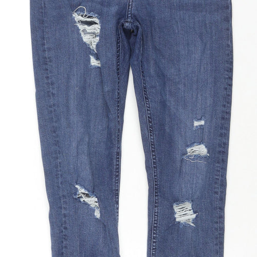 Topshop Womens Blue Cotton Skinny Jeans Size 28 in L30 in Regular Zip