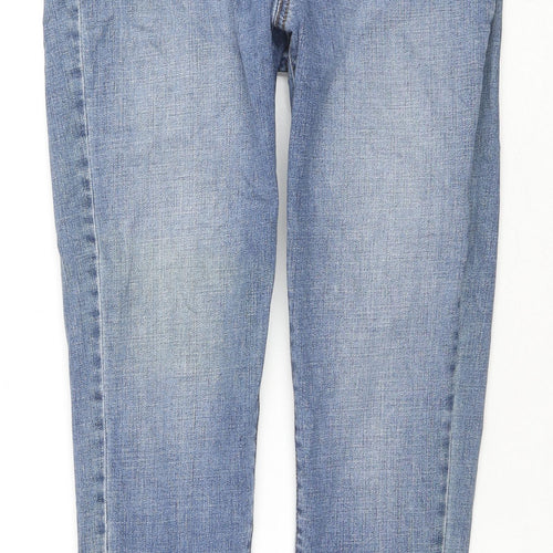 Marks and Spencer Womens Blue Cotton Skinny Jeans Size 8 L26 in Regular Zip