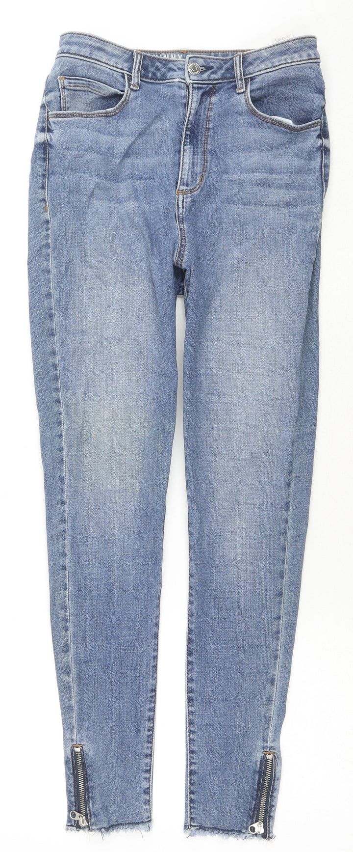 Marks and Spencer Womens Blue Cotton Skinny Jeans Size 8 L26 in Regular Zip