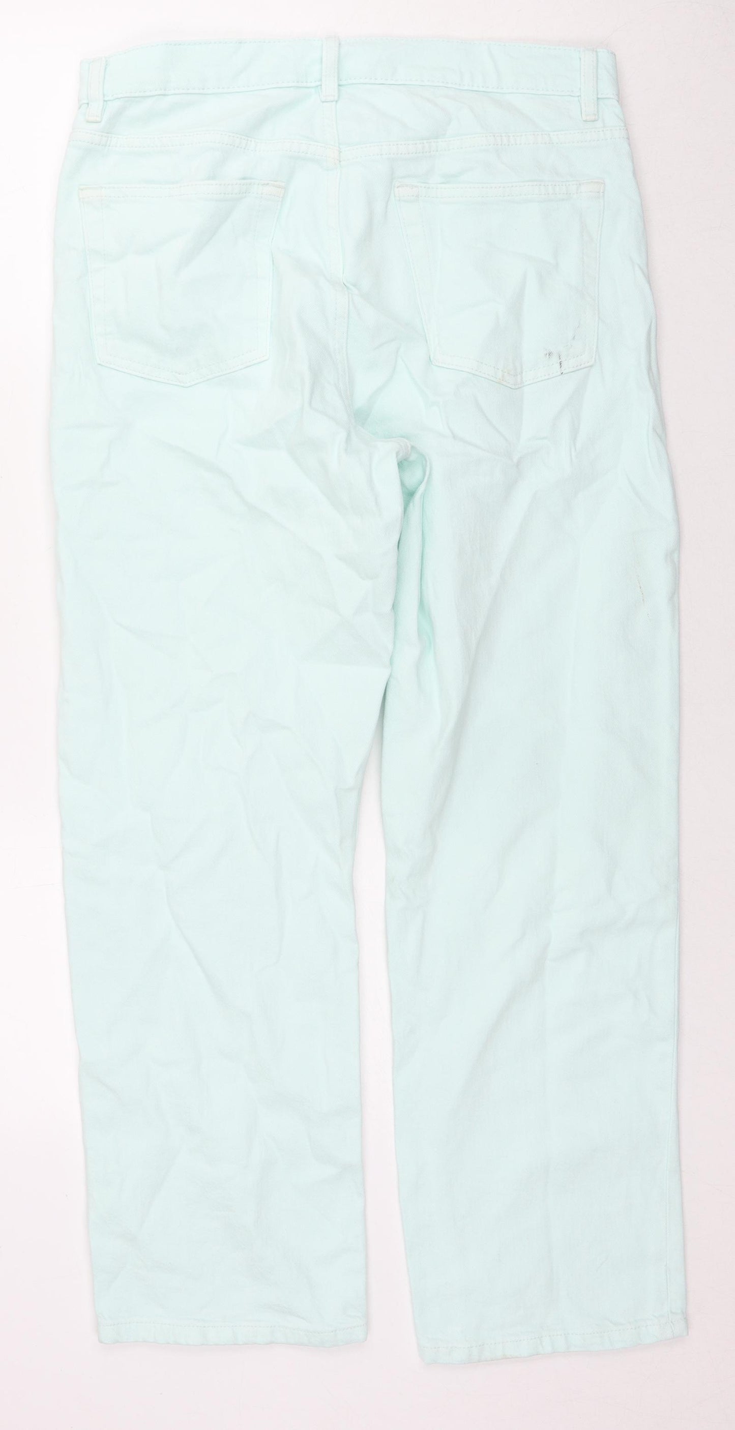 Marks and Spencer Womens Blue Cotton Straight Jeans Size 12 L29 in Regular Zip
