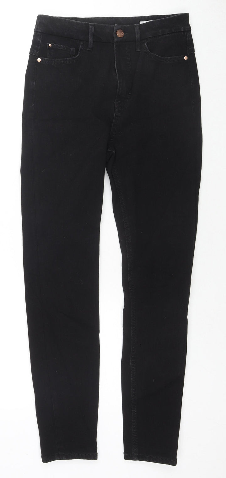 Marks and Spencer Womens Black Cotton Skinny Jeans Size 8 L26 in Regular Zip