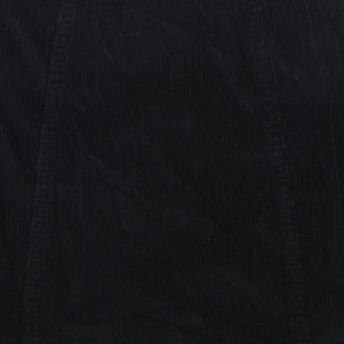 Denim & Co. Womens Black Cotton A-Line Skirt Size 8 Button