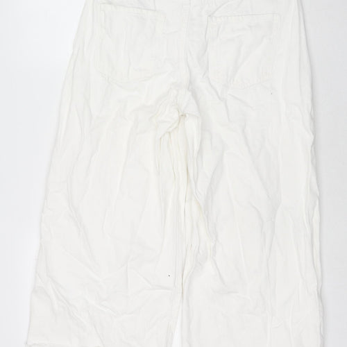 Denim & Co. Womens White Cotton Wide-Leg Jeans Size 12 L23 in Regular Zip