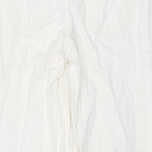 Denim & Co. Womens White Cotton Wide-Leg Jeans Size 12 L23 in Regular Zip