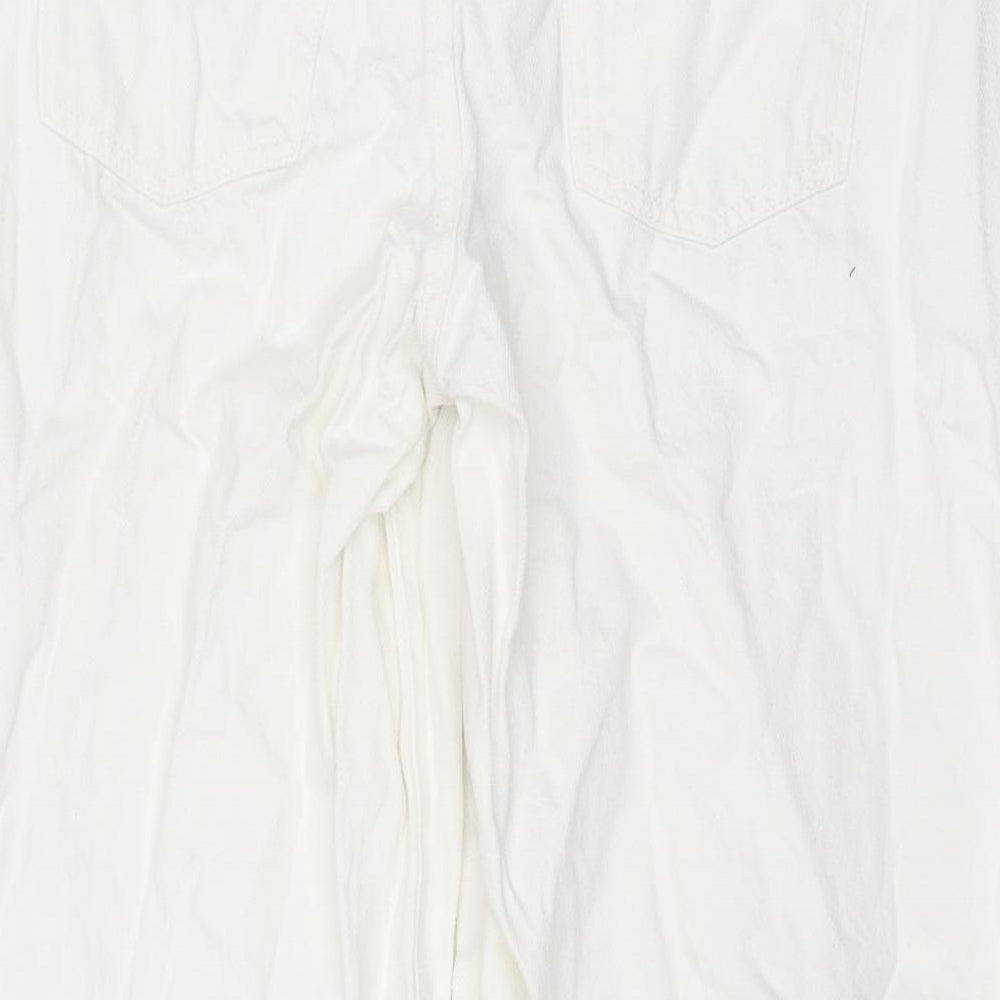 Denim & Co. Womens White Cotton Wide-Leg Jeans Size 12 L23 in Regular Zip