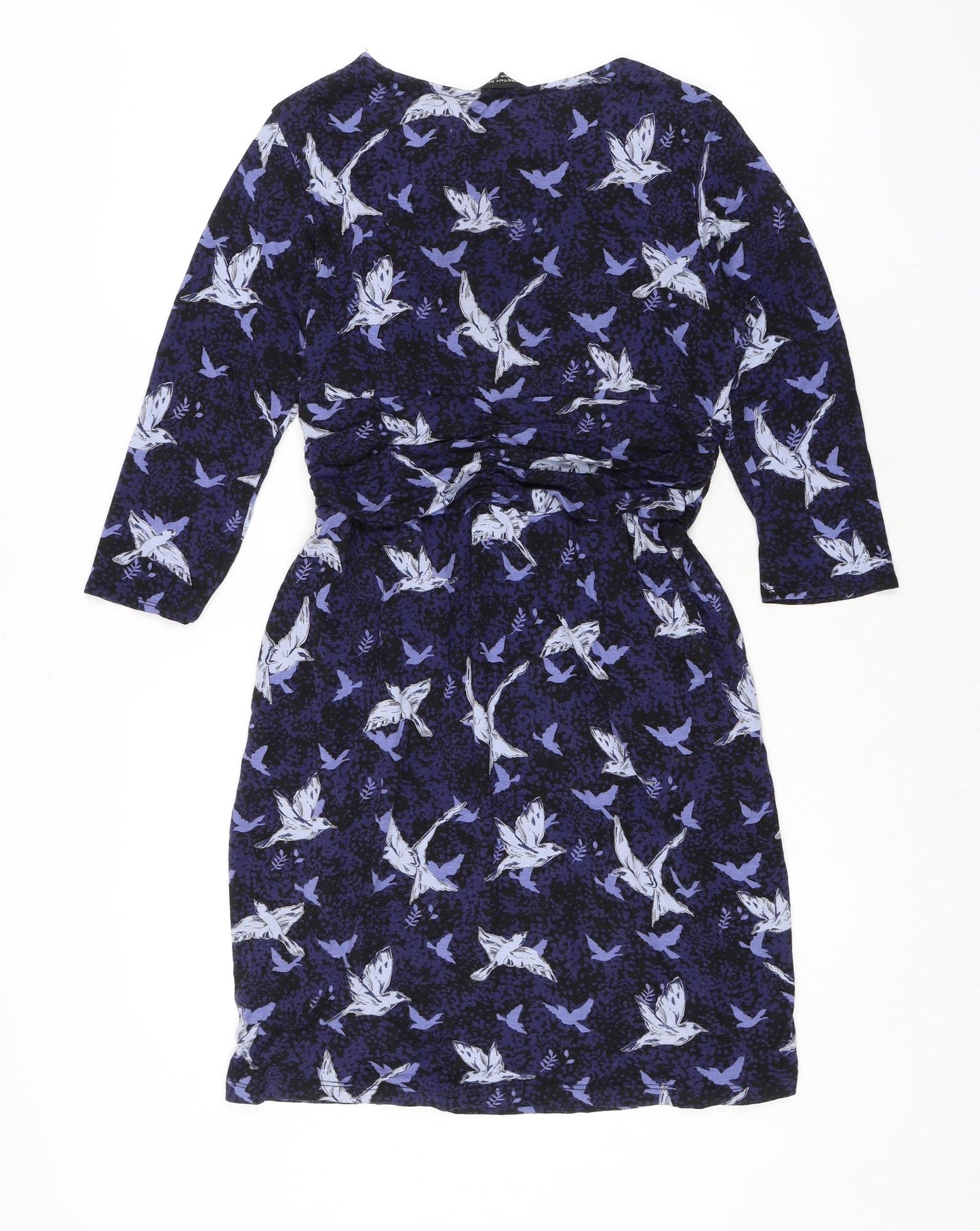 Dorothy Perkins Womens Blue Viscose Pencil Dress Size 12 Round Neck Pullover - Bird Print