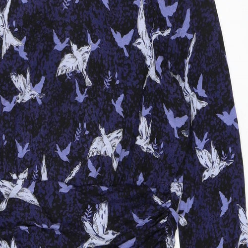 Dorothy Perkins Womens Blue Viscose Pencil Dress Size 12 Round Neck Pullover - Bird Print