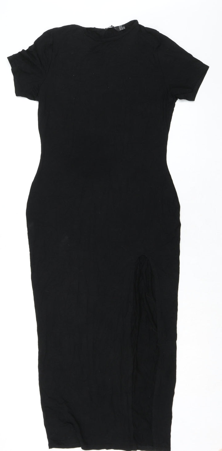 Nasty Gal Womens Black Viscose Pencil Dress Size 10 Round Neck Pullover