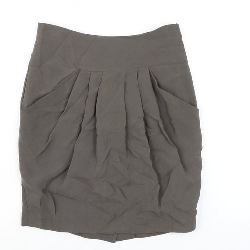 Reiss Womens Green Viscose A-Line Skirt Size 8 Zip - Pockets
