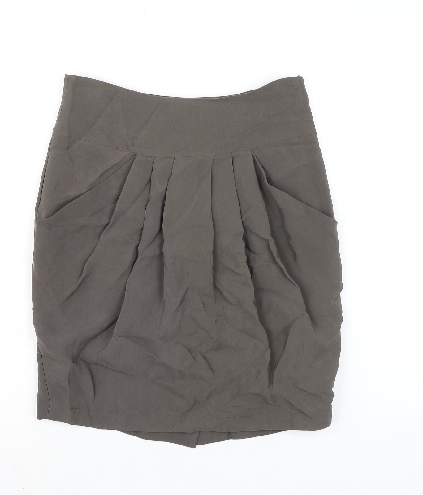 Reiss Womens Green Viscose A-Line Skirt Size 8 Zip - Pockets