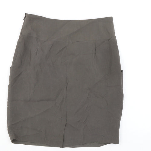 Reiss Womens Green Viscose A-Line Skirt Size 8 Zip - Pockets