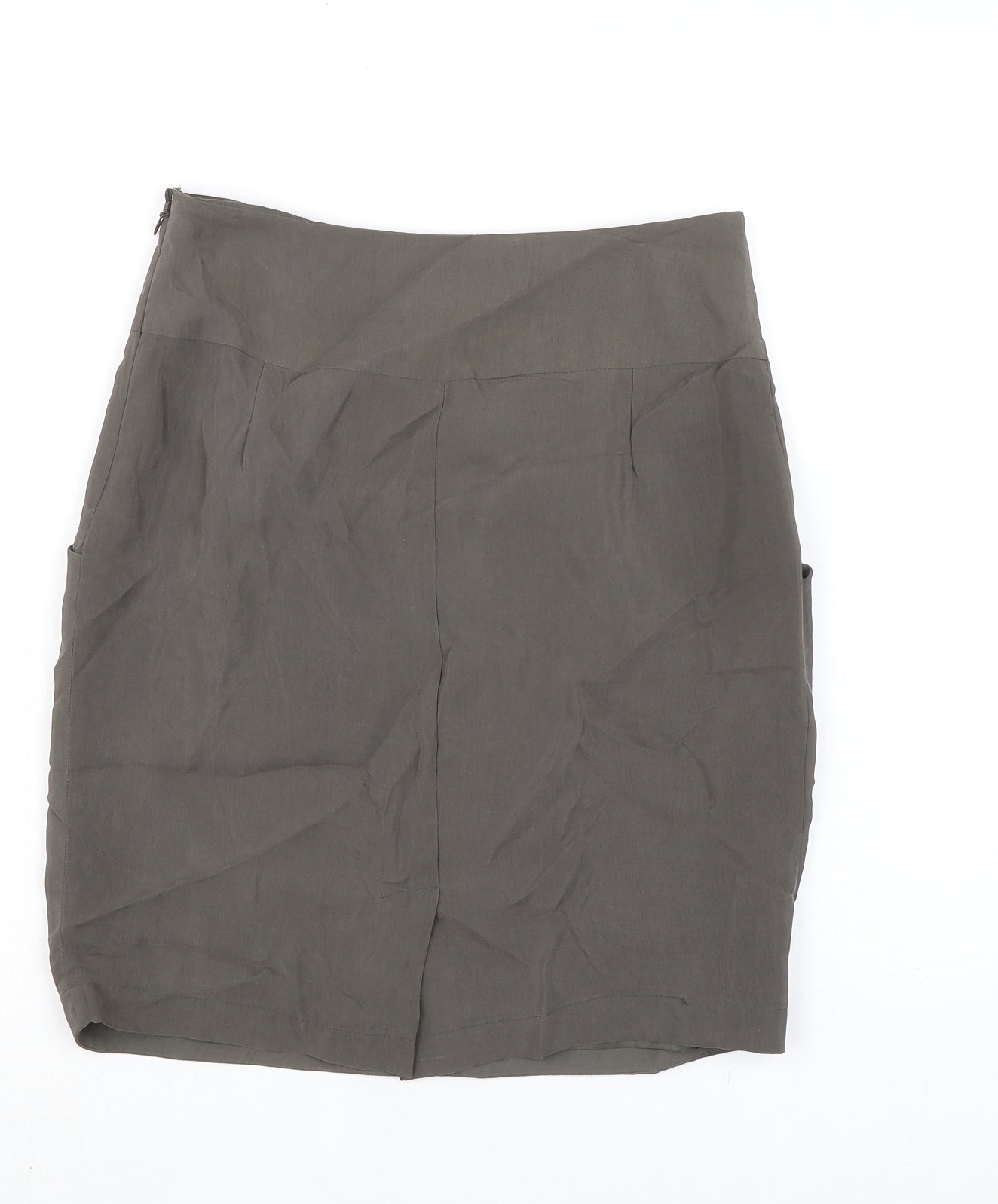 Reiss Womens Green Viscose A-Line Skirt Size 8 Zip - Pockets