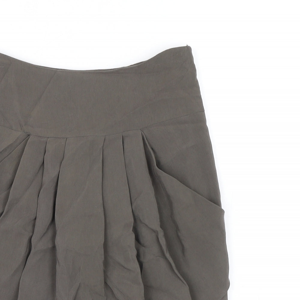 Reiss Womens Green Viscose A-Line Skirt Size 8 Zip - Pockets