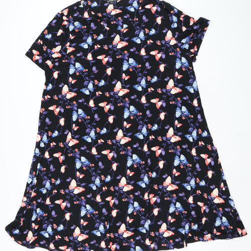 Bonmarché Womens Multicoloured Viscose A-Line Size 22 Round Neck Pullover - Butterfly Print