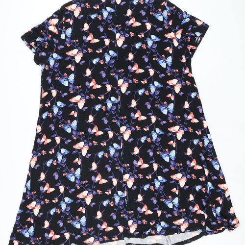 Bonmarché Womens Multicoloured Viscose A-Line Size 22 Round Neck Pullover - Butterfly Print