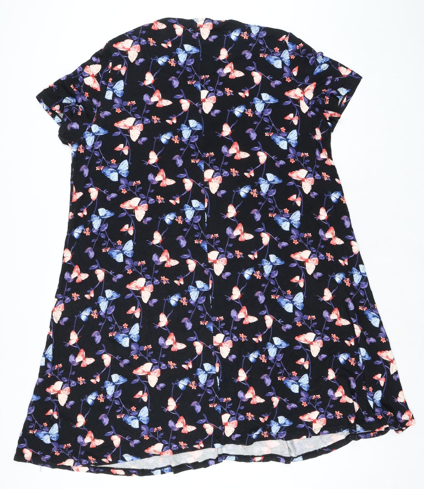 Bonmarché Womens Multicoloured Viscose A-Line Size 22 Round Neck Pullover - Butterfly Print