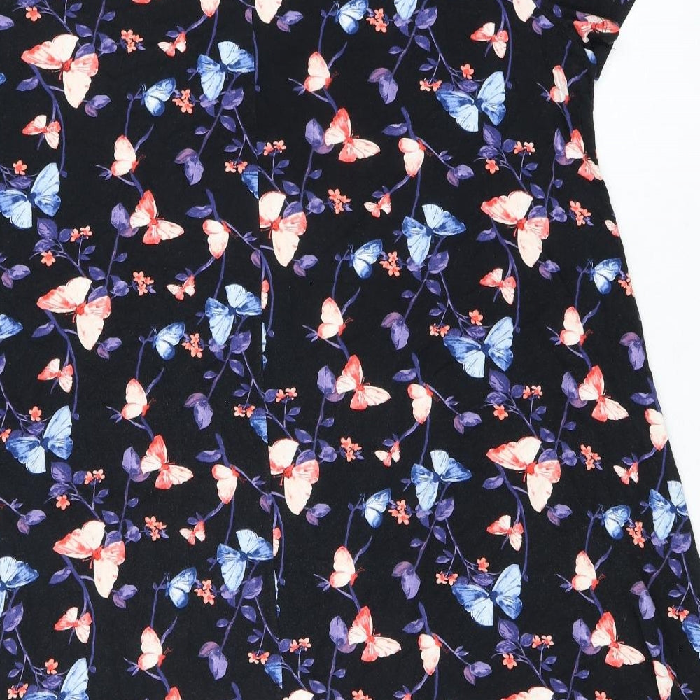 Bonmarché Womens Multicoloured Viscose A-Line Size 22 Round Neck Pullover - Butterfly Print