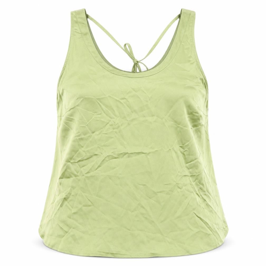 Front view of Marks & Spencer women’s green polyester camisole blouse, size UK 10, round neck