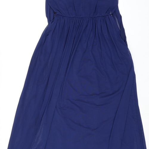 NEXT Womens Blue Polyester A-Line Size 10 Off the Shoulder Zip - Draped Shoulders
