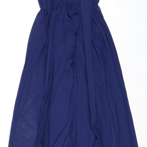 NEXT Womens Blue Polyester A-Line Size 10 Off the Shoulder Zip - Draped Shoulders