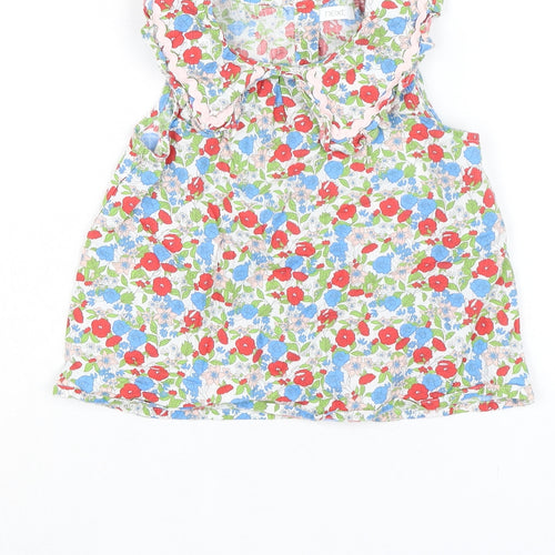 NEXT Girls Multicoloured Floral 100% Cotton Basic Blouse Size 4-5 Years Round Neck Button - Collar