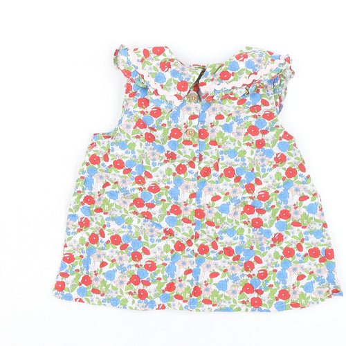 NEXT Girls Multicoloured Floral 100% Cotton Basic Blouse Size 4-5 Years Round Neck Button - Collar