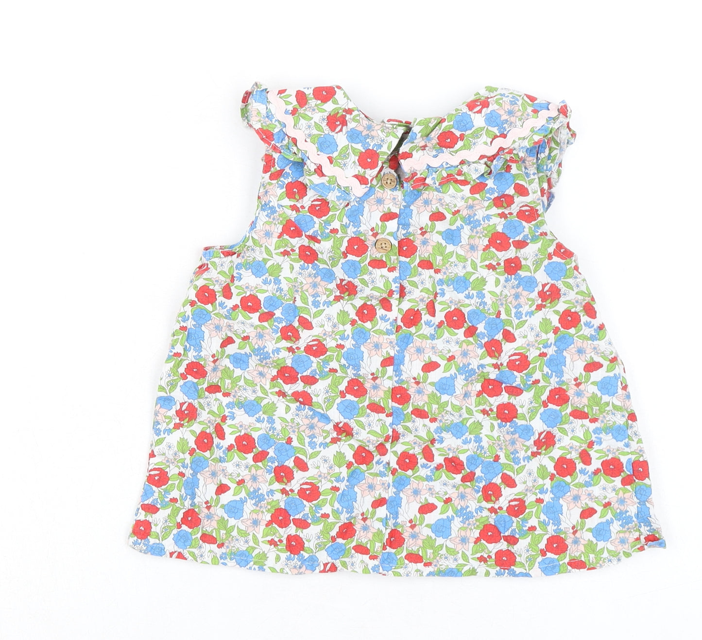 NEXT Girls Multicoloured Floral 100% Cotton Basic Blouse Size 4-5 Years Round Neck Button - Collar