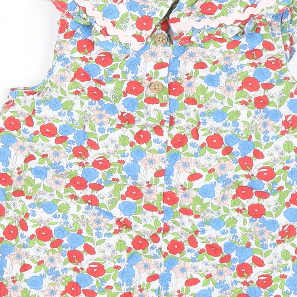 NEXT Girls Multicoloured Floral 100% Cotton Basic Blouse Size 4-5 Years Round Neck Button - Collar