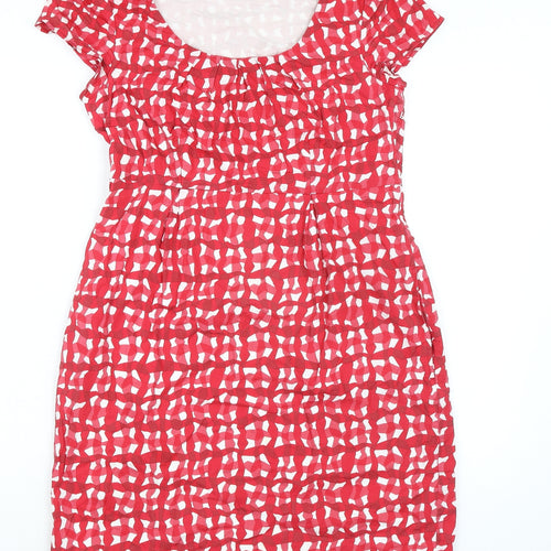 Boden Womens Red 100% Cotton A-Line Size 12 Round Neck Zip - High Empire Line